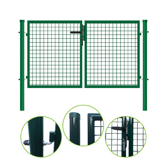 Brána 2kr. ROUND ZnPVC 3000x1800mm, zelená