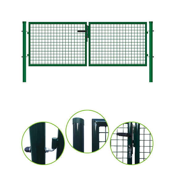 Brána 2kr. ROUND ZnPVC 4000x1500mm, zelená