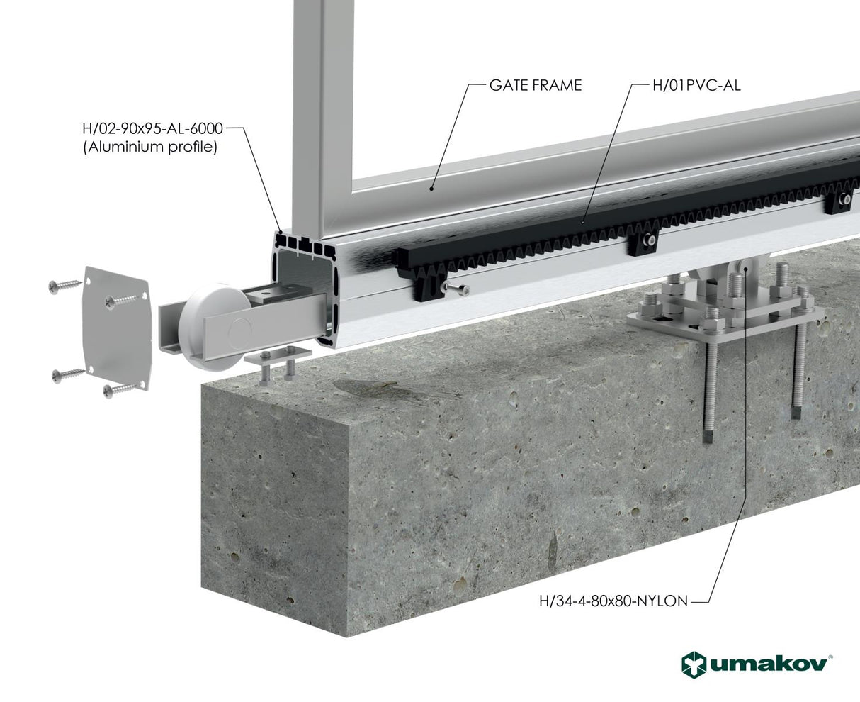 Sada pre posuvnú bránu do 4m profil AL 90x95mm