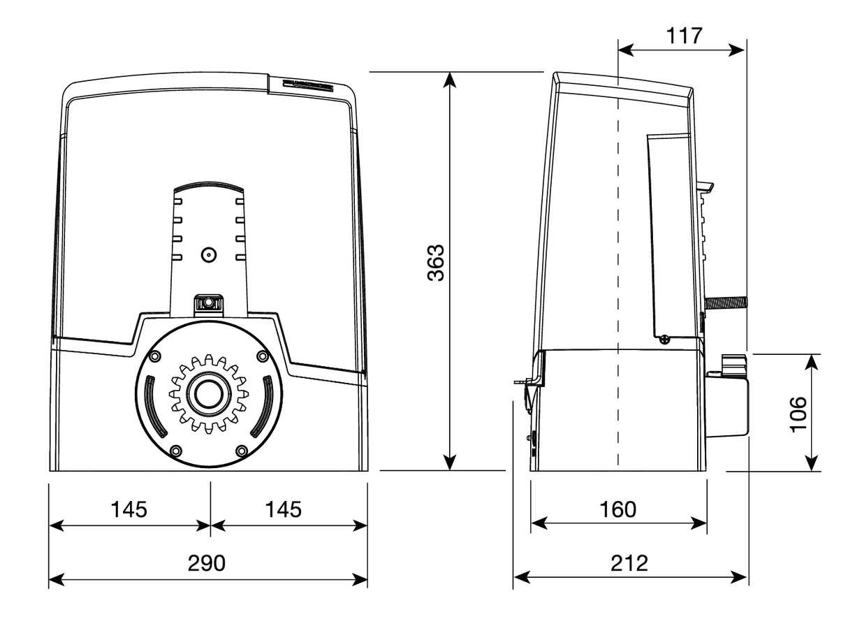 CAME pohon pre posuv. brány, set, max 1000kg, 24V