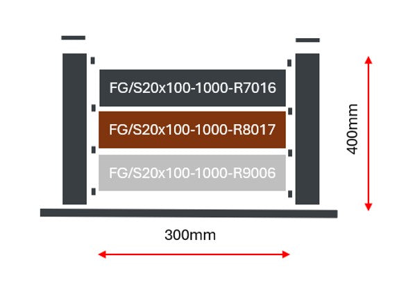 Plotová vzorka 0,3x0,4m samostatne stojaca pre ploché lamely FG/S20
