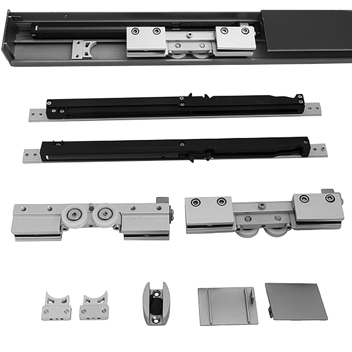 Kovanie - Posuvné dvere-lišta,2x tlmené black