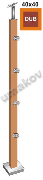 Stĺpik DUB (OAK) JP 40x40mm, 4xd12mm, v=90cm, VK-S