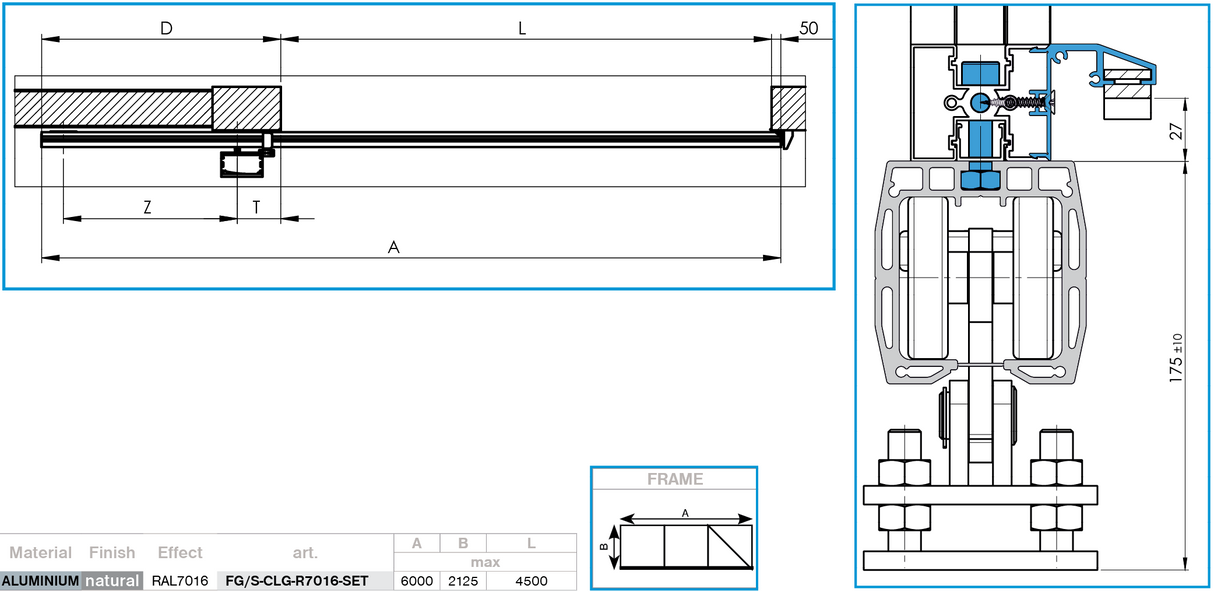 Hliníková samonosná posuvná brána 6x2,125m s výplňou 20x100 R7016