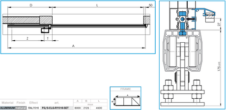 Hliníková samonosná posuvná brána 6x2,125m s výplňou 20x100 R7016