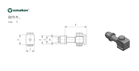 INOX záves nastav. s navariteľnou maticou M12