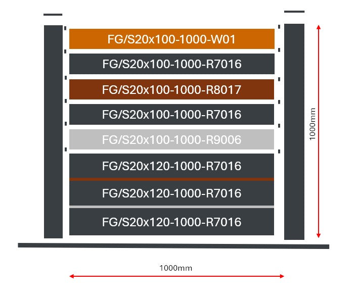 Plotová vzorka 1x1m samostatne stojaca pre ploché lamely FG/S20