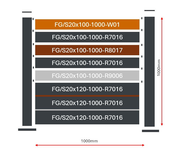 Plotová vzorka 1x1m s kotvenim pre ploché lamely FG/S20