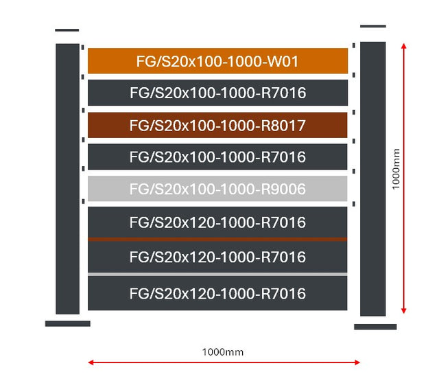 Plotová vzorka 1x1m s kotvenim pre ploché lamely FG/S20