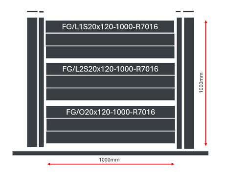 Plotová vzorka 1x1m samostatne stojaca pre žalúziové lamely 20x120