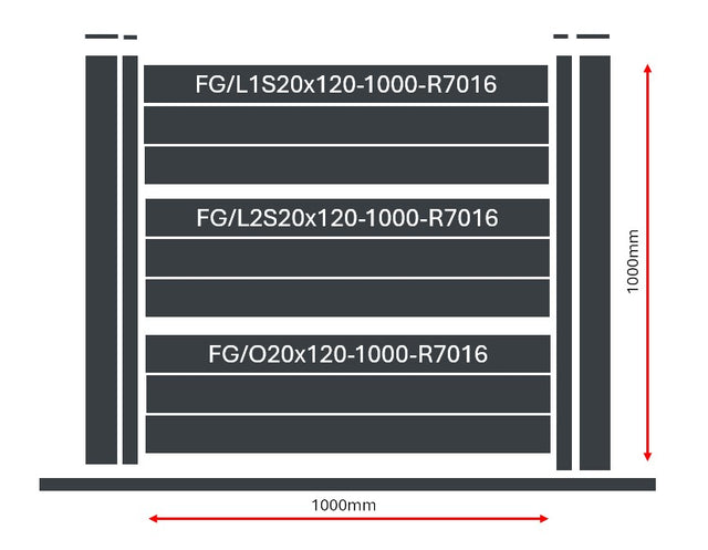 Plotová vzorka 1x1m samostatne stojaca pre žalúziové lamely 20x120