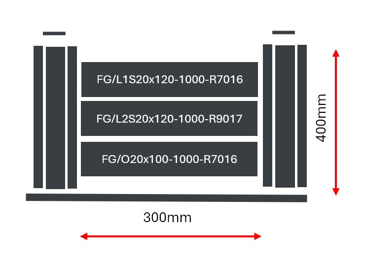Plotová vzorka 0,3x0,4m samostatne stojaca pre žalúziové lamely 20x120