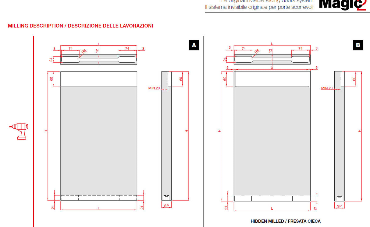 Kovanie pre posuvné dvere terno magic2 800-1100mm