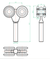 Štvorkoliesko závesné Zn, profile 57x67mm