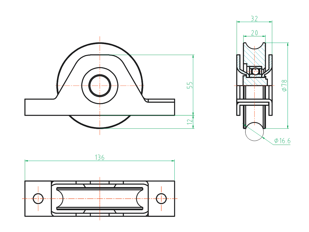 Pojazdové koliesko komplet - U, Zn, D80
