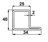 Profil dverový L, 40x34x25x2, L6000mm