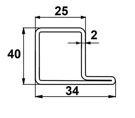 Profil dverový L, 40x34x25x2, L6000mm