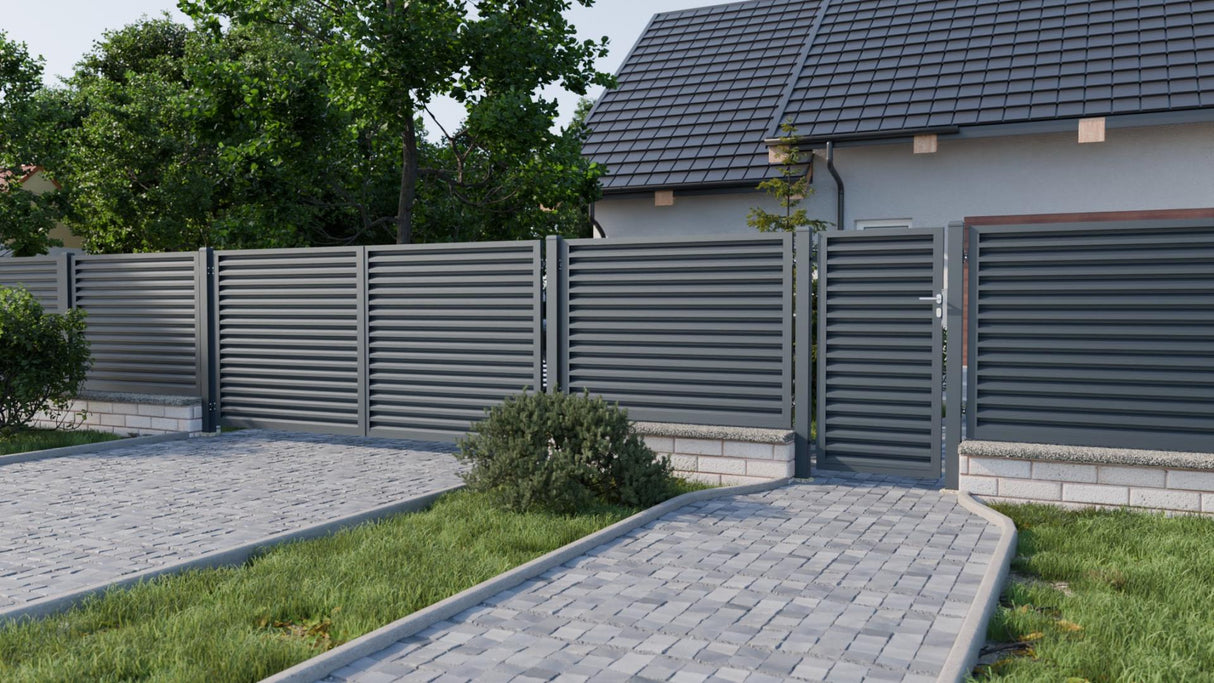 Brána hliníková 2kr. 4000x1800mm lamela antracit