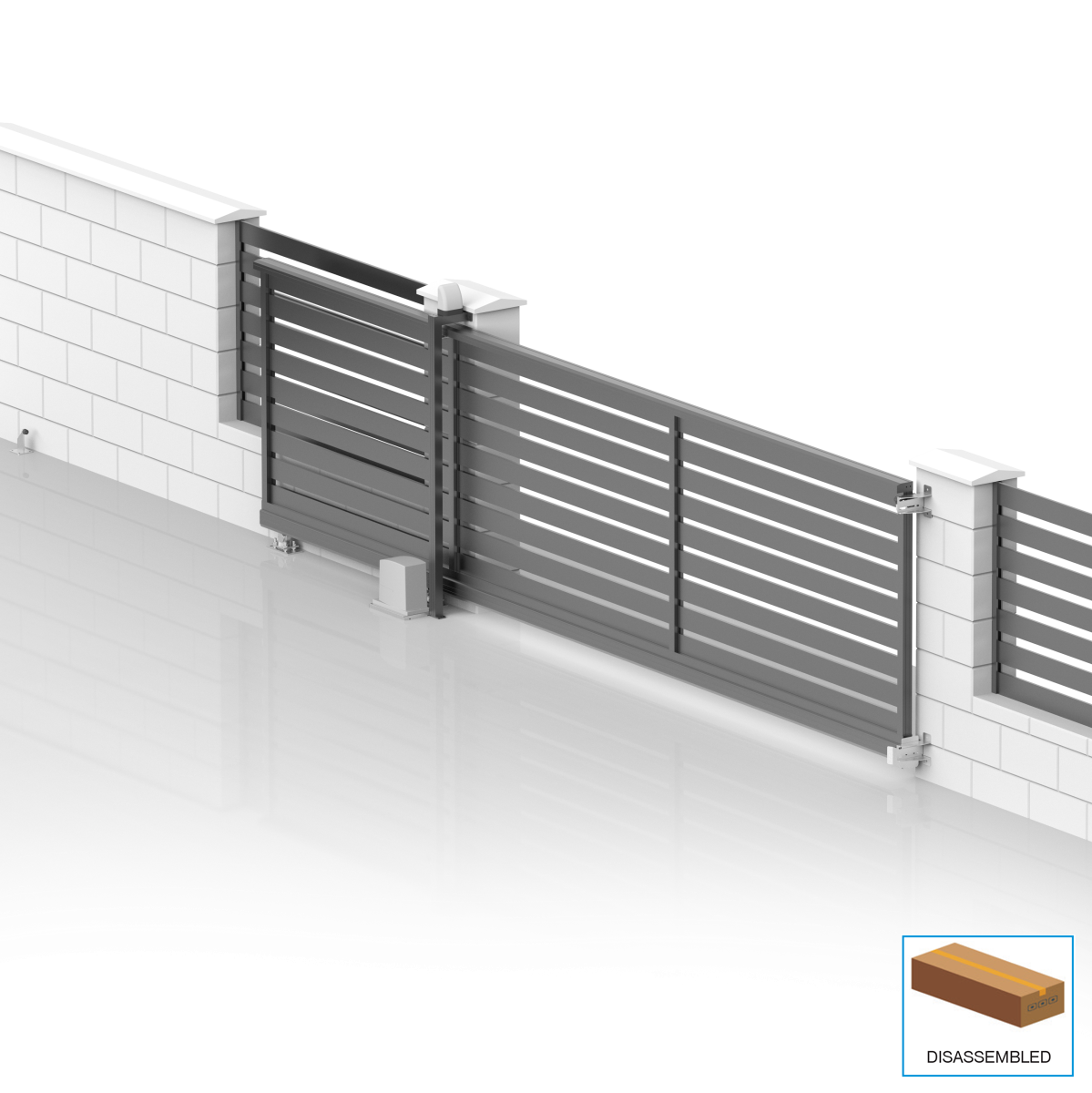 Hliníková samonosná posuvná brána 6x2,125m s výplňou 20x100 R7016