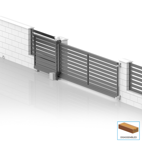 Hliníková samonosná posuvná brána 6x2,125m s výplňou 20x100 R7016