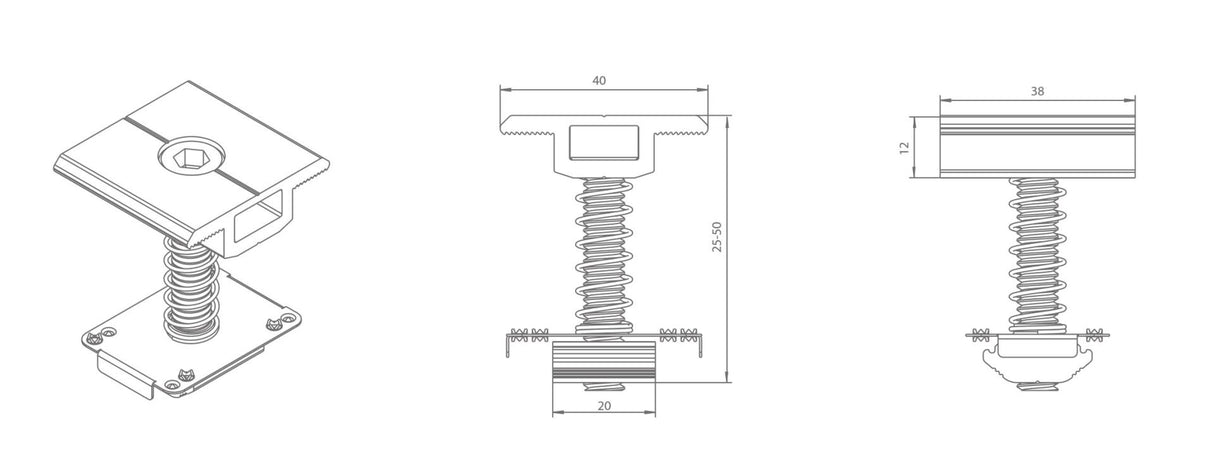 Stredová svorka 30-40mm rámu FV panela