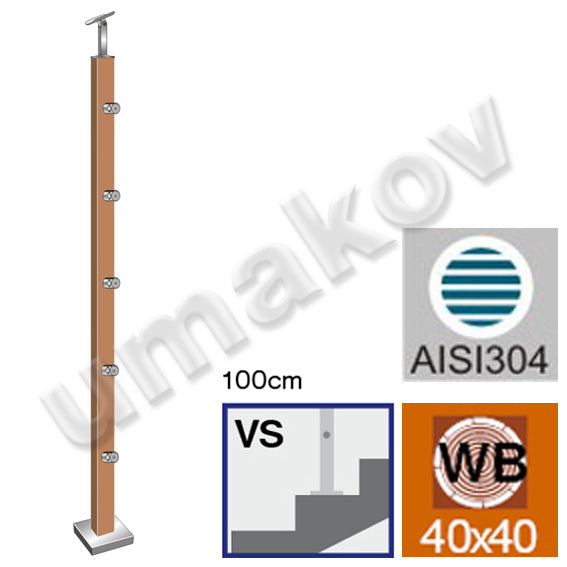 Stĺpik BUK (BEECH) JP 40x40, H1000,VK-Schodisko