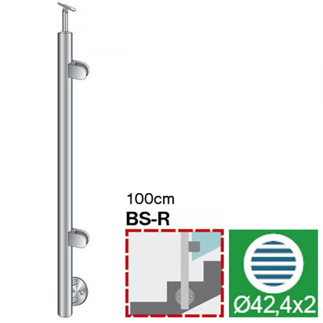 Stĺpik, bočné kotvenie - pravý - na schody AISI304
