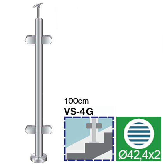 Stĺpik, vrchné kotvenie - obojstr.180° - na schody