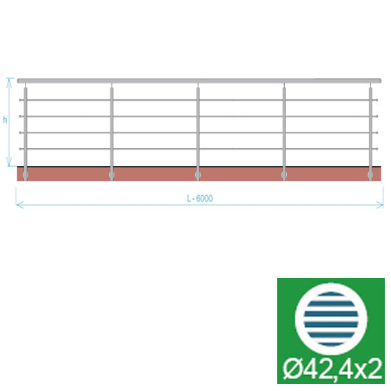 Nerezové zábradlie, AISI304, 6000x900mm, BR
