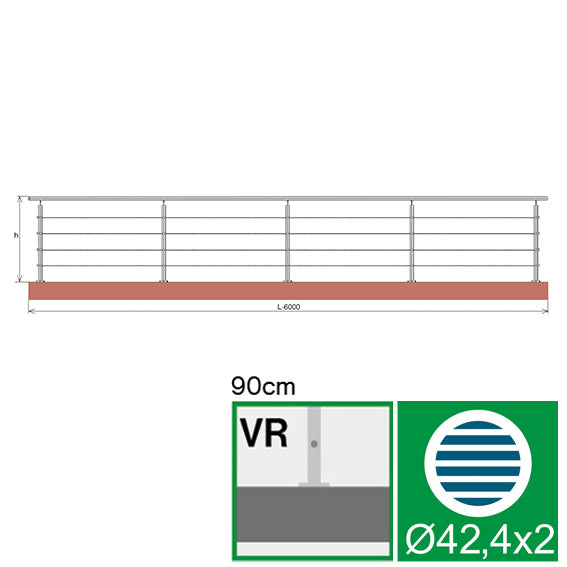 Nerezové lankové zábradlie, 6000x900mm