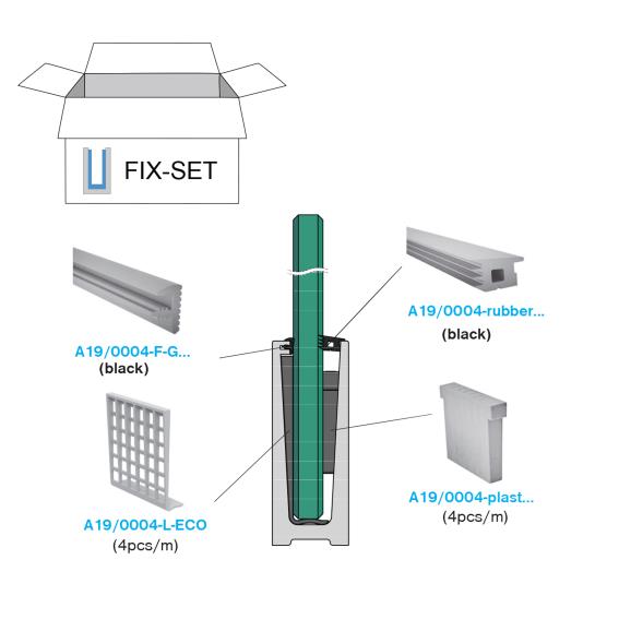 Set - kotvenie pre sklo, sivé tesnenia
