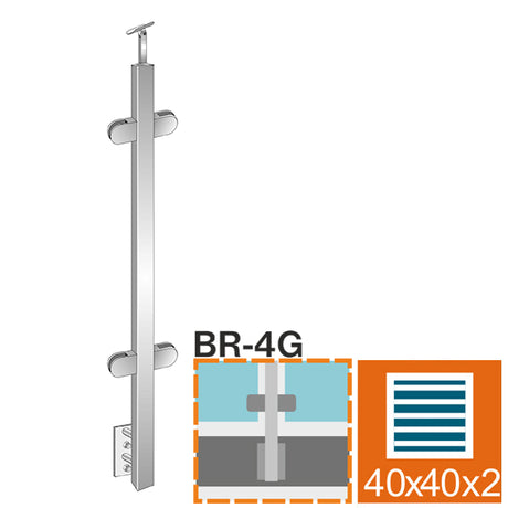 Stĺpik, bočné kotvenie - obojstranný 180° AISI304,