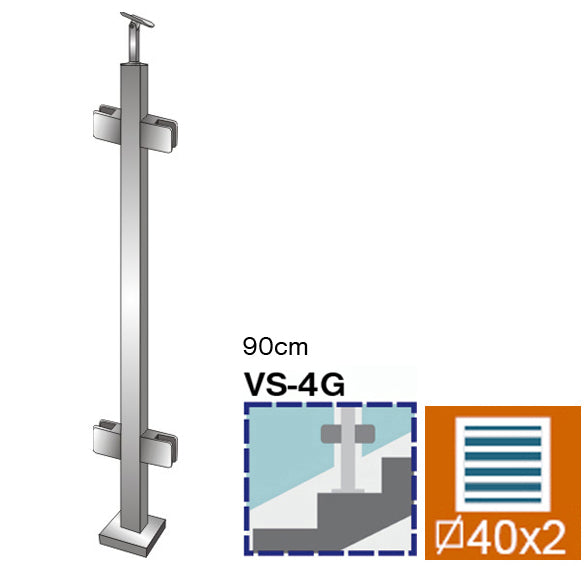 Stĺpik, vrchné kotvenie - obojstr. 180° -na schody