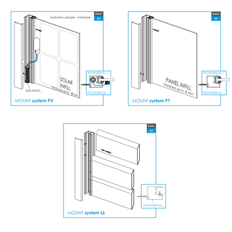 Hliníkový plotový adaptér pre tabuľové výplne 1-8mm - 1850mm