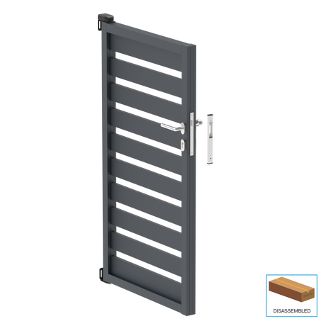 Hliníková jednokrídlová brána 1,025x1,50m s výplňou 20x100 R7016 - set