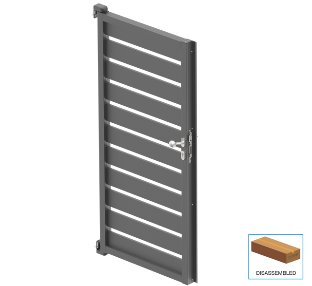 Hliníková jednokrídlová brána 1,025x1,85m s výplňou 20x100 R7016 - set