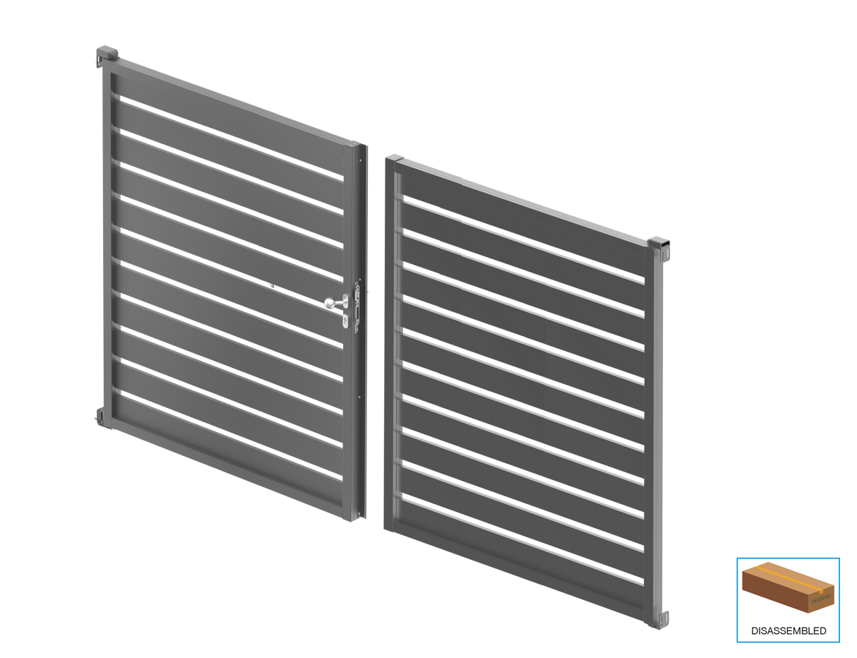 Hliníková dvojkrídlová brána 3,92x1,85m s výplňou 20x100 R7016 - set