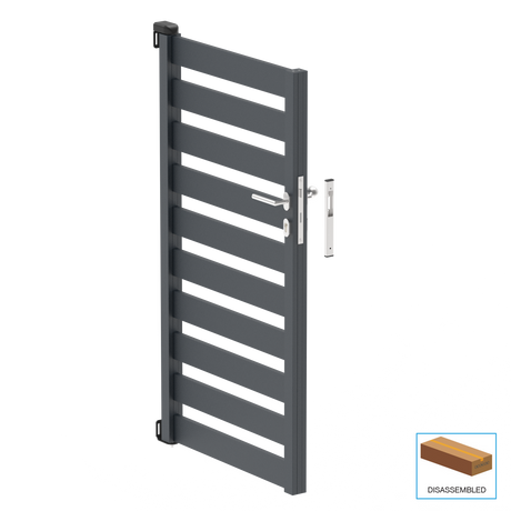 Hliníková jednokrídlová brána 1,025x1,50m s výplňou 20x100 R7016 - set