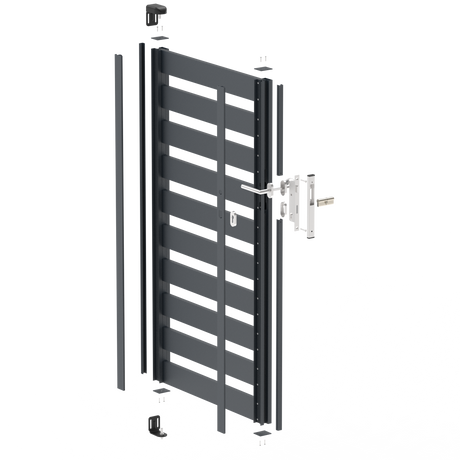 Hliníková jednokrídlová brána 1,025x1,50m s výplňou 20x100 R7016 - set