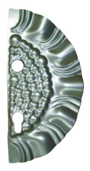 Štítok bránový zdobený pravý 265x125, t1,2, d19, 9