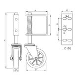 Spodné koliesko pre krídlové brány, s pružinou