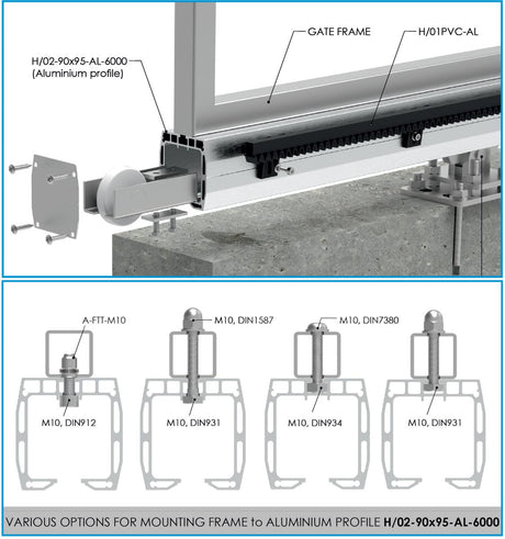 Profil vodiaci spodný AL, 90x95, L6m, RAL7016 matný