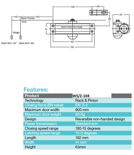 Samozatvárač dverí EN 1154 AISI304 hydraulický