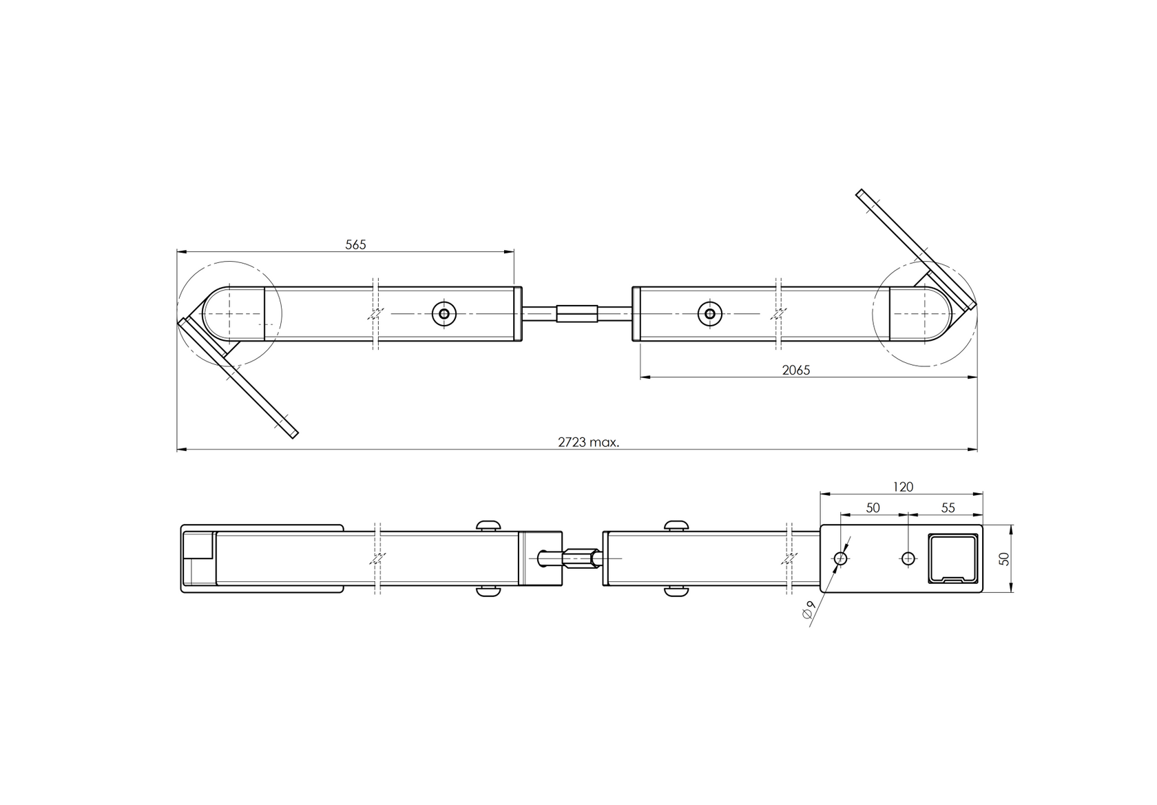 Napinák pre samonosnú bránu na profil 40x40