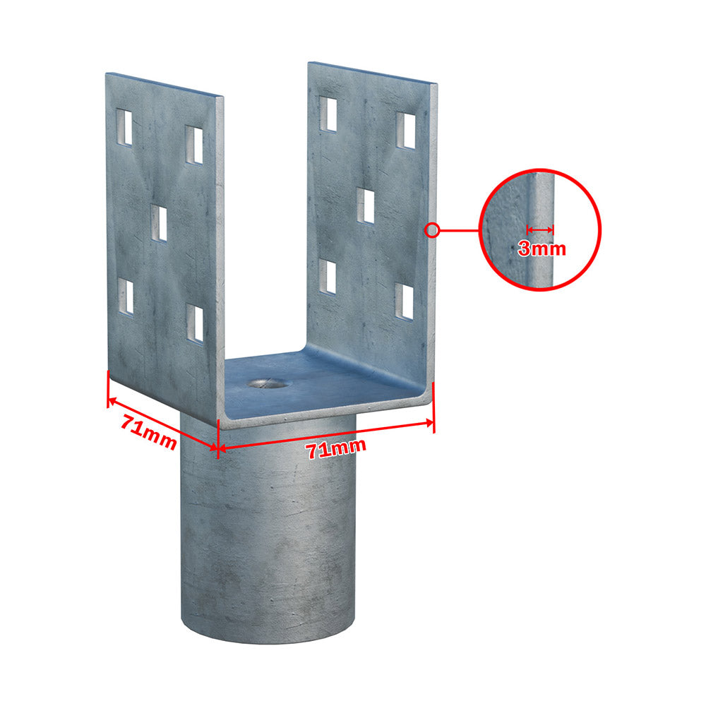 Nadstavec na zemnú skrutku Zn "U“ 70x70x90x52mm