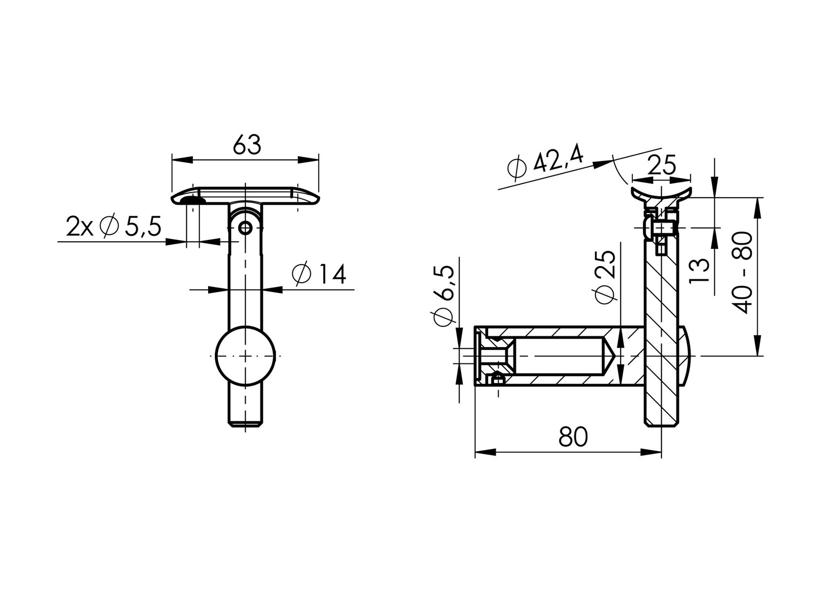 Držiak madla mimoosový