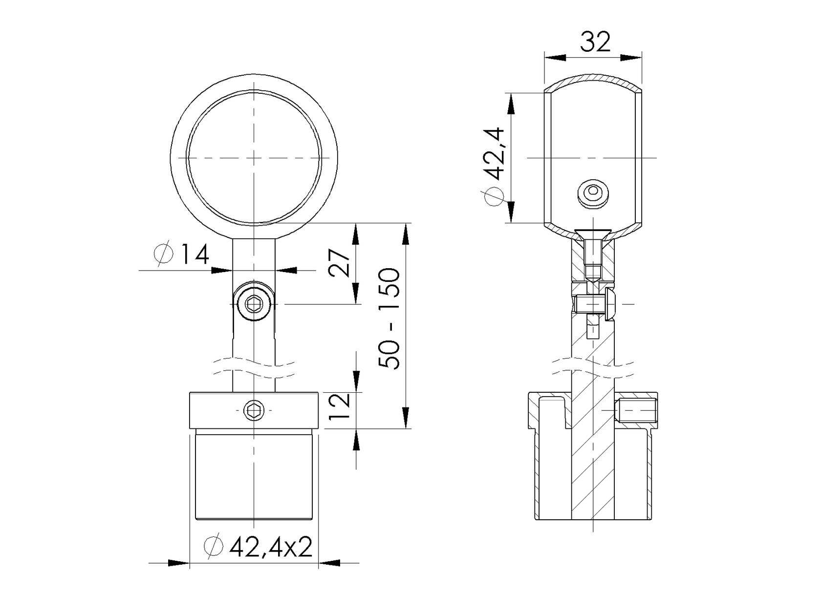 Držiak madla na stĺpik - kruhovy