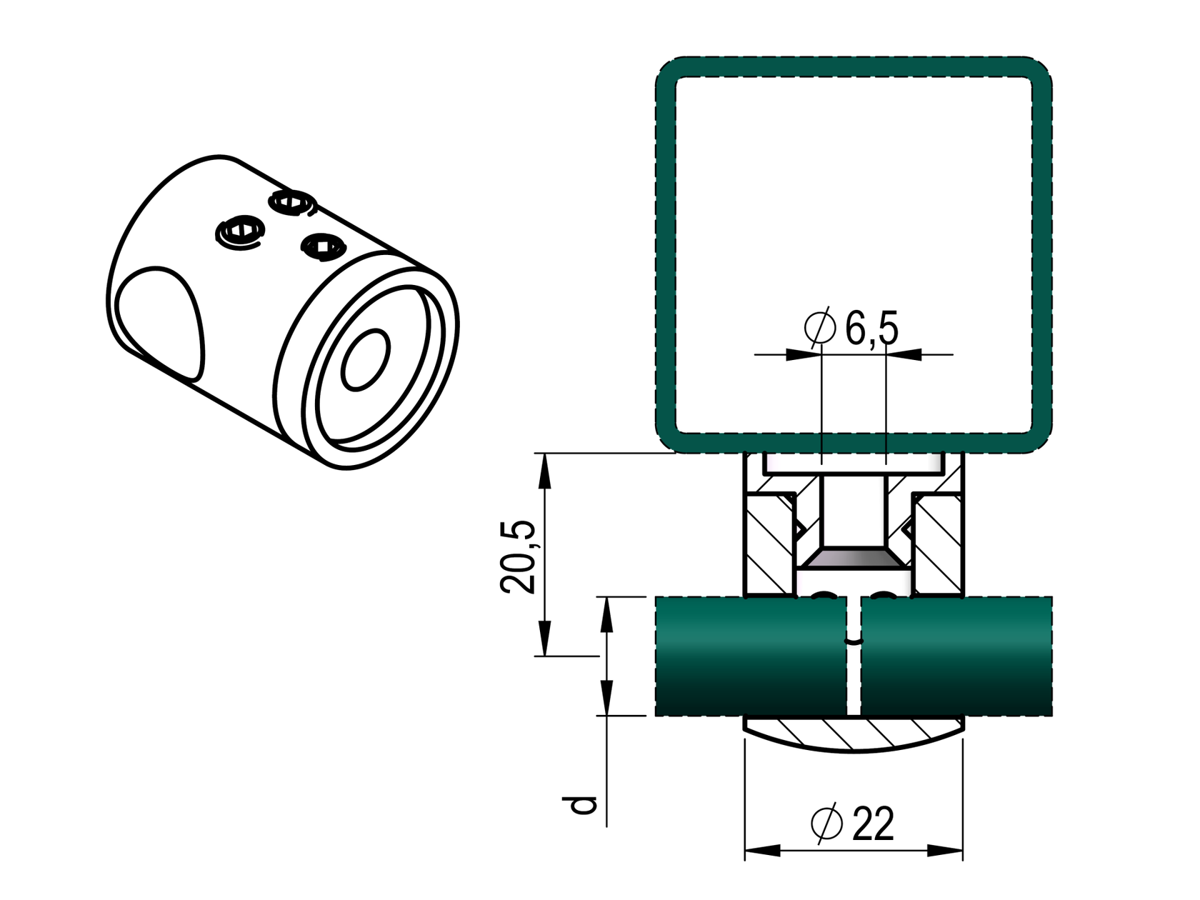 Držiak výplne - spojka