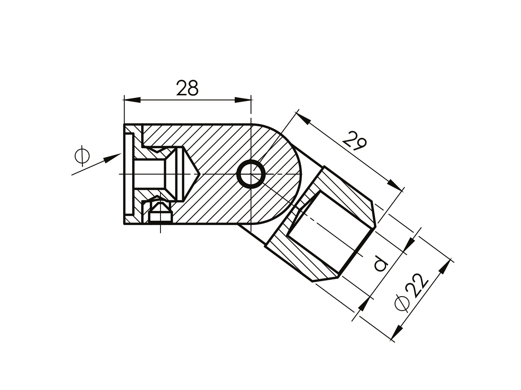 Držiak výplne osový nastavitený
