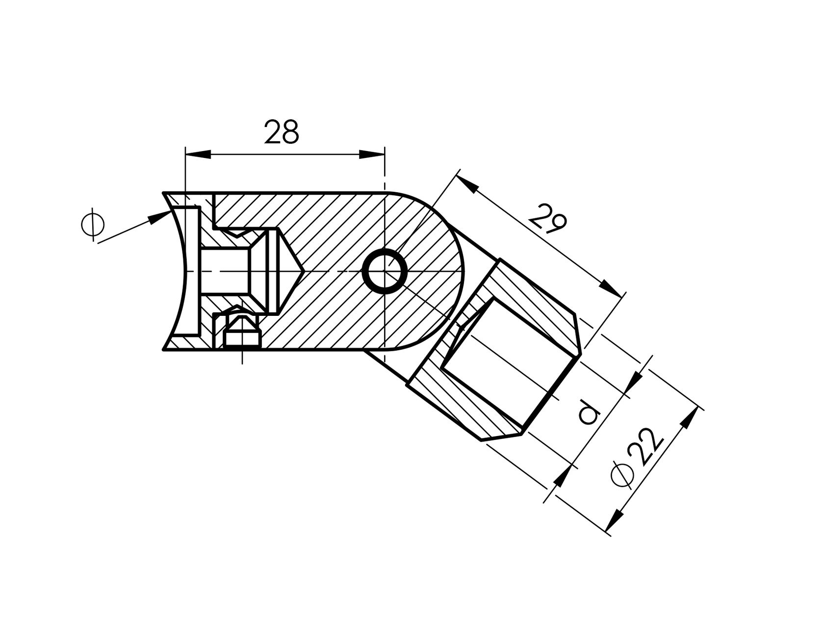 Držiak výplne osový nastavitený